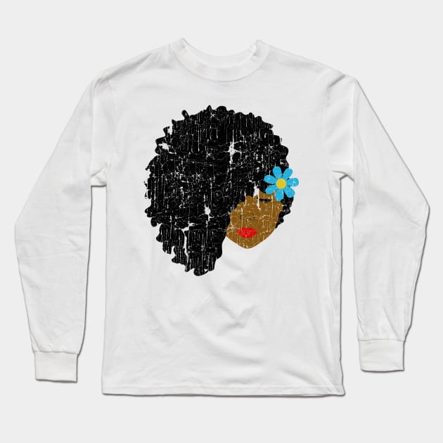 Vintage Side Puff Afro Girl Long Sleeve T-Shirt by blackartmattersshop